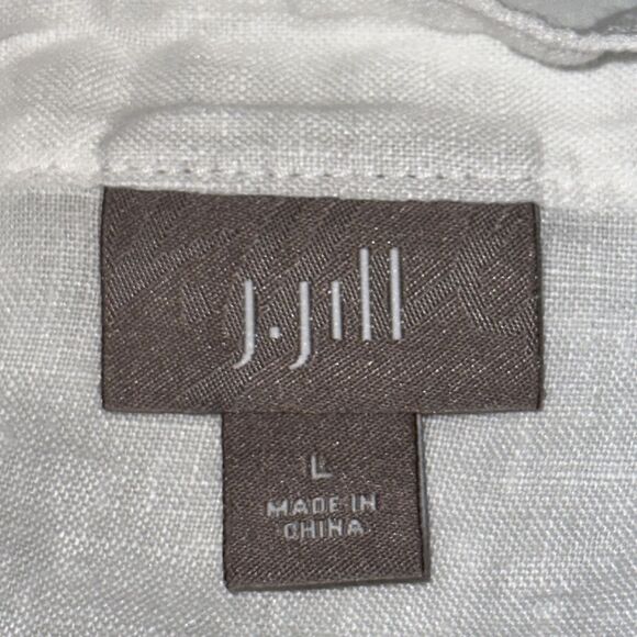 J. Jill Linen Top Size Large White Short Sleeve Lightweight - Picture 8 of 10